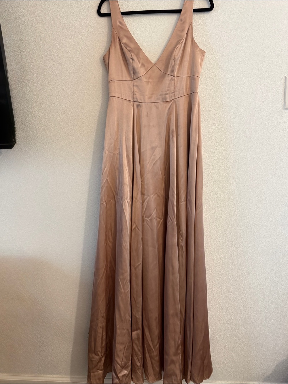 V-Neck Satin Maxi Dress in Blush Taupe